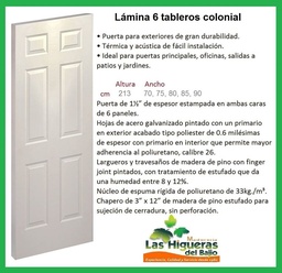 [PLACO6T75] PUERTA LAMINA COLONIAL 6TAB. 75X2.13