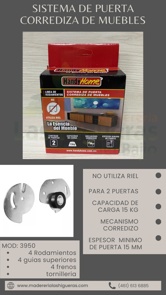 CARRETILLA HH SUP/INFERIOR CORREDIZA P/MUEBLE 3950