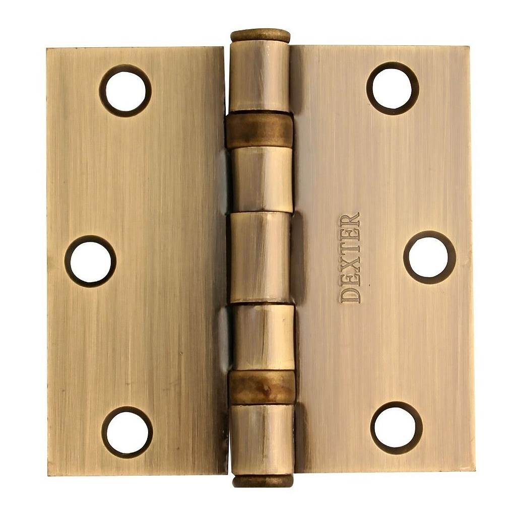 [BISDEX7212] BISAGRAS L ANT 7212 DEXTER LATON ANTIGUO 3''x3'' 2.2mm C/BALEROS C/PLANA 