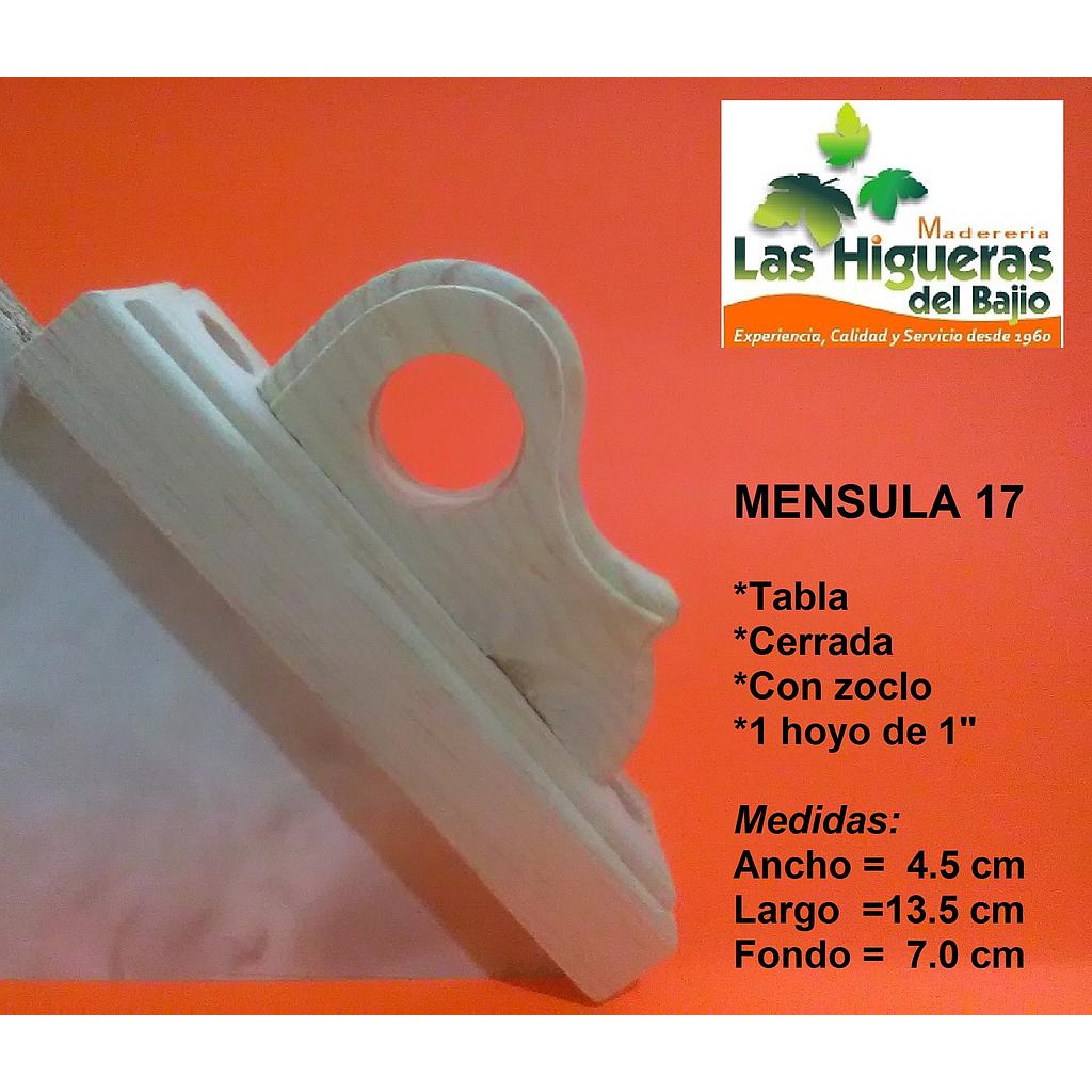 [MENSULA17] MENSULA CERR TABLA HOYO 1" C/ZOCLO 9CM