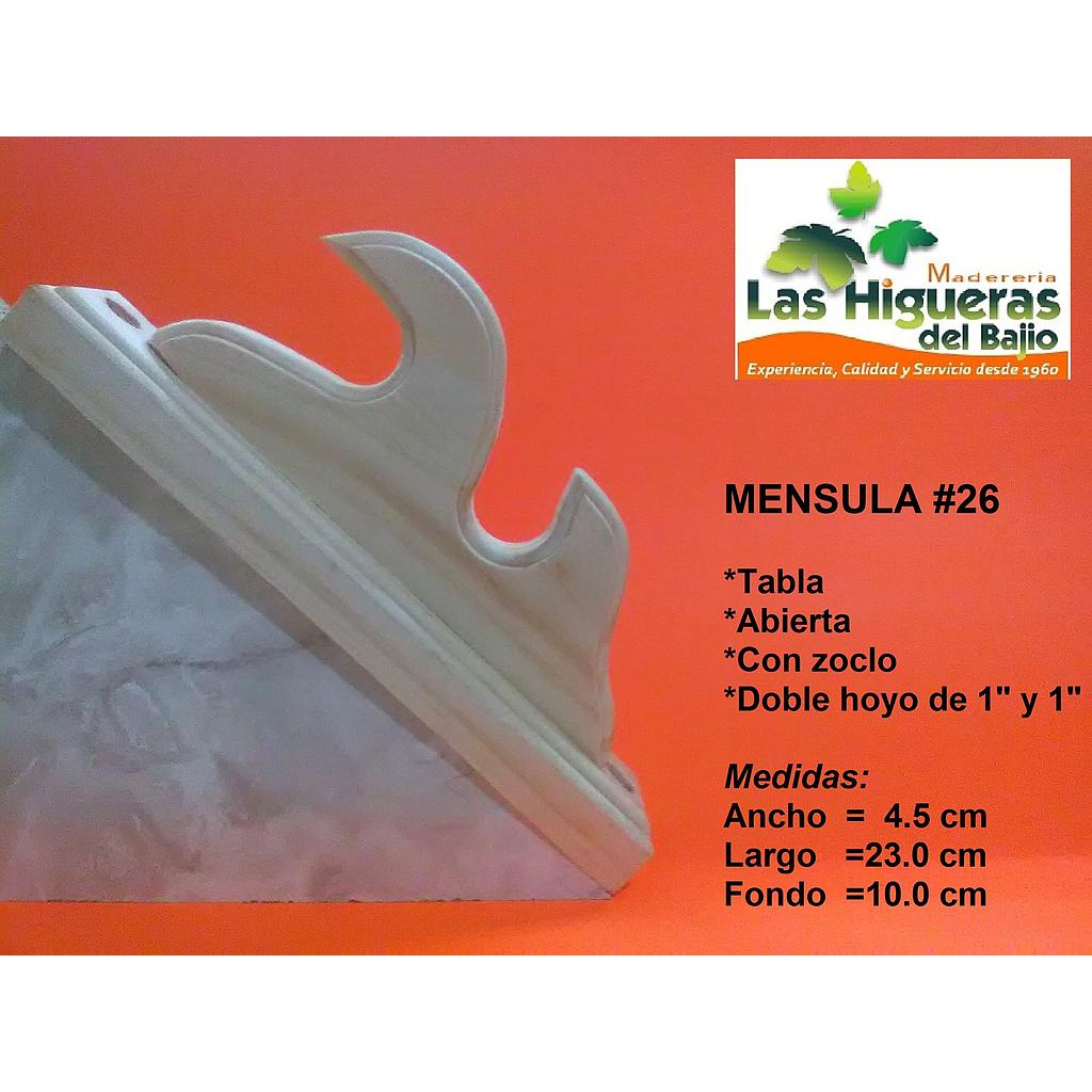 MENSULA ABIERTA TABLA HOYO 1 Y 1 C/ZOCLO 18CM