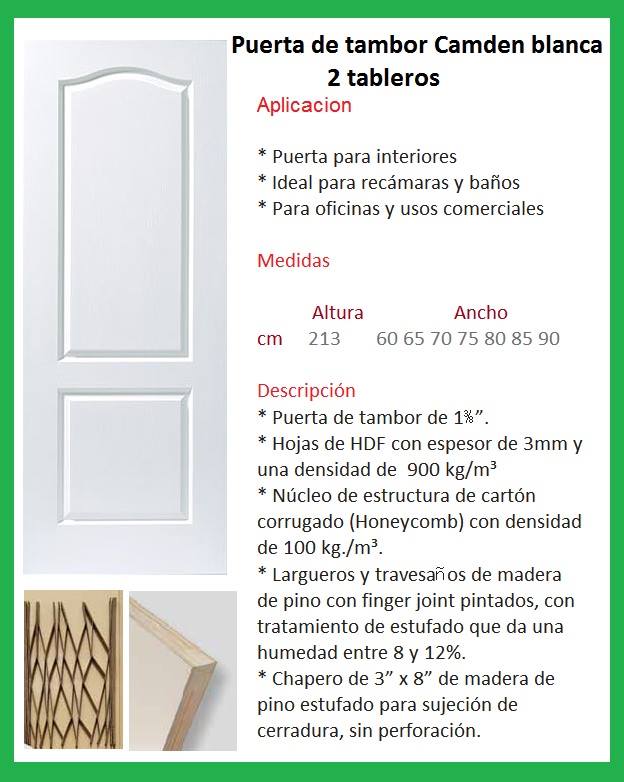 PUERTA CAMDEN 65X213 2 TABLEROS