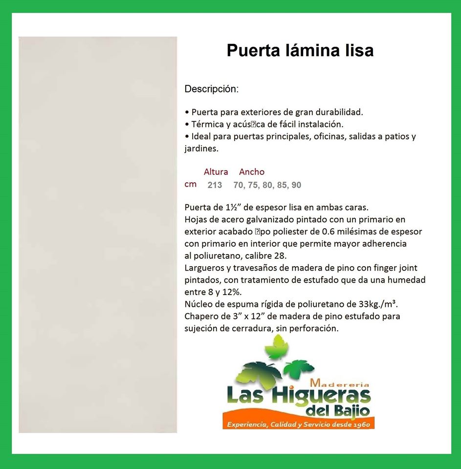 [PLALISA90] PUERTA LAMINA LISA 90 X2.13
