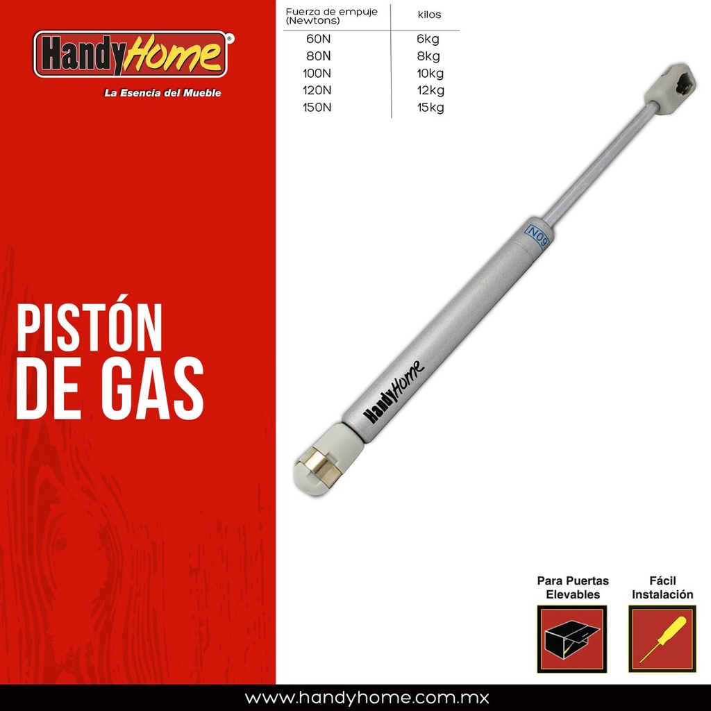 PISTON DE GAS 3446 100N HANDYHOME P/PUERTA DE GABINETE 