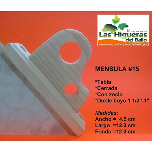 [MENSULA15] MENSULA CERR  TABLA HOYO 1 Y 11/2 C/ZOCLO