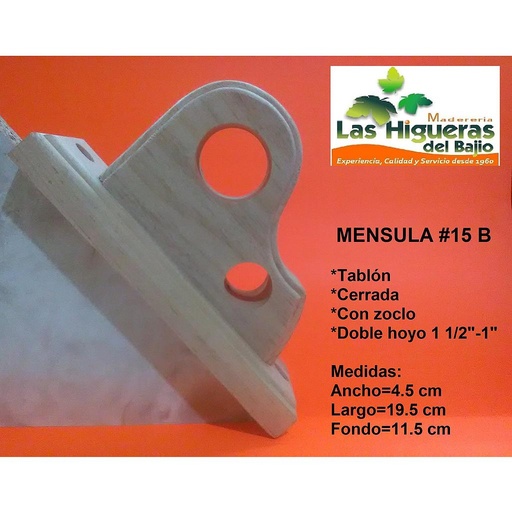 [MENSULA15B] MENSULA CERR TABLON HOYO 1 Y 11/2 C/ZOCLO