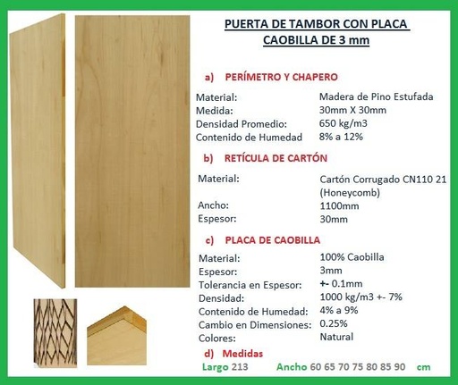 [PCAOB85] PUERTA CAOBILLA 85CM