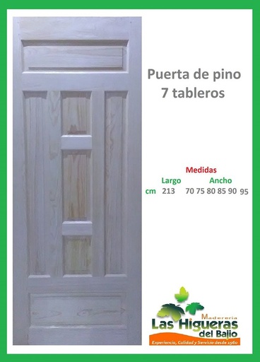[PPINOCOM7T85] PUERTA PINO COM. 7 TABLEROS 85X2.10