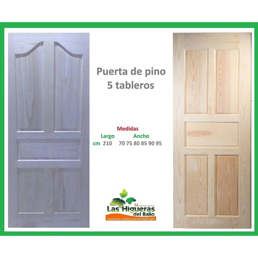 [PPINOCOM5T80BIG] PUERTA PINO COM. 5 TABLEROS 80X2.10 C/BIGOTE