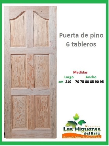 [PPINOCOMB6T95] PUERTA PINO COM. 6 TABLEROS 95X2.10 C/BIGOTE